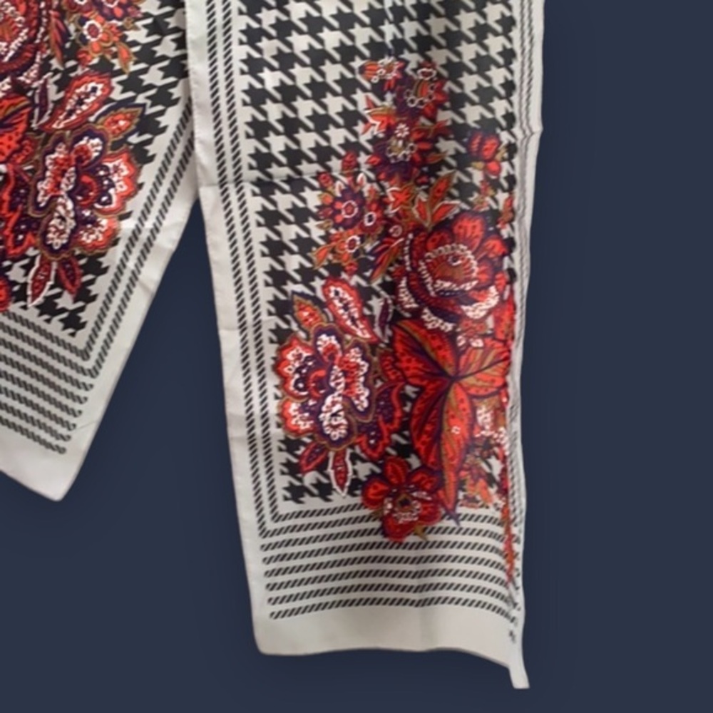 Vintage Honig Scarves Scarf Floral Houndstooth Italian